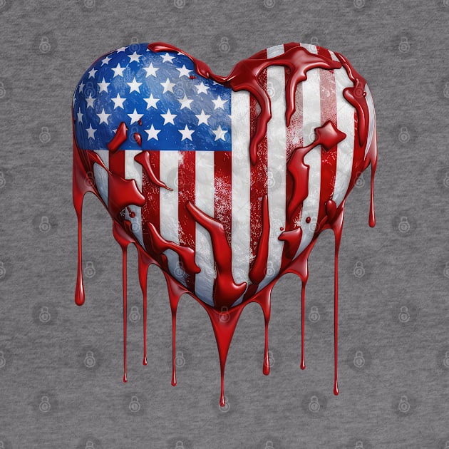 American Flag Dripping Heart #2 by Chromatic Fusion Studio